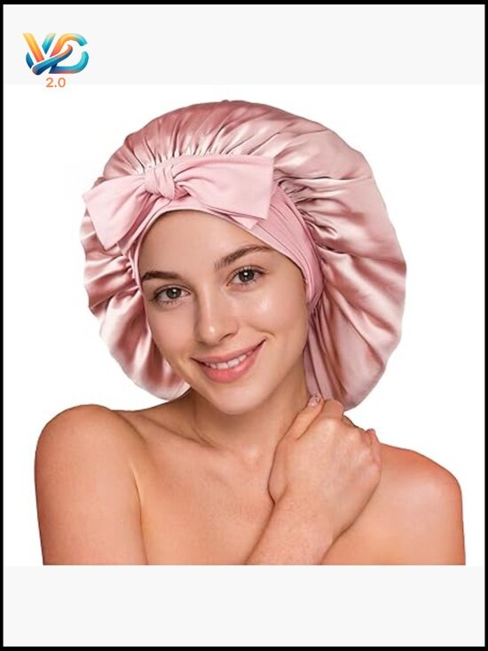 Double Layer Mulberry Silk Hair Bonnet for Sleeping Women Non-Slip Overnight